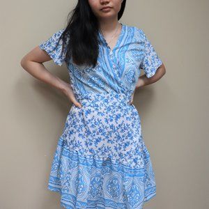 Grecian Blue Wrap Dress